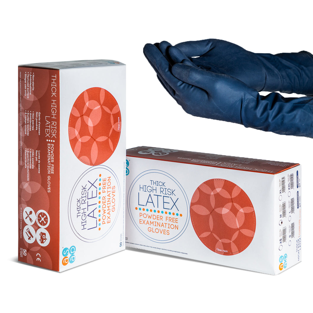 Thick High Risk Latex Powder Free Examination Gloves